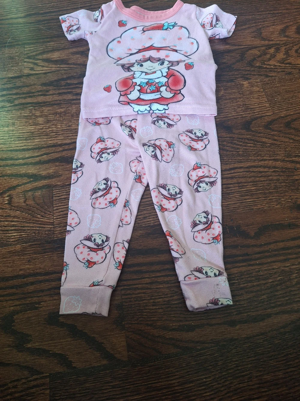 Pink Strawberry Character Kids One-Piece Pajama Set